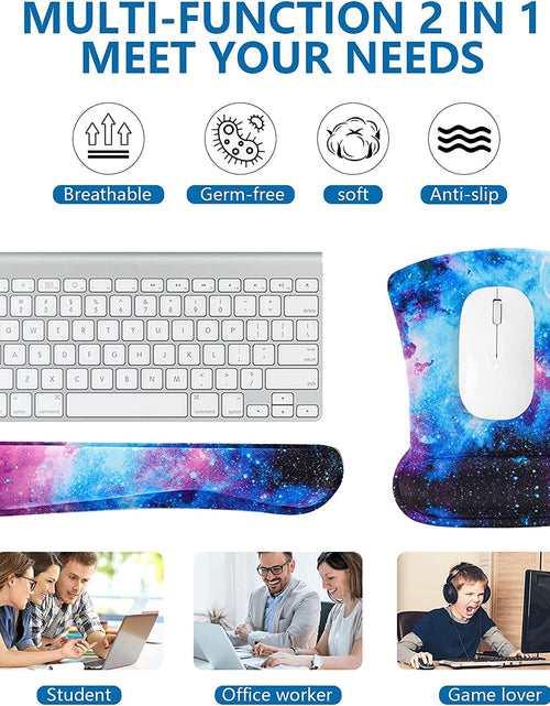 Load image into Gallery viewer, Keyboard Wrist Rest Pad and Mouse Wrist Rest Support Mouse Pad Set,Durable &amp; Comfortable &amp; Lightweight for Easy Typing &amp; Pain Relief-Ergonomic Support (Galaxy)
