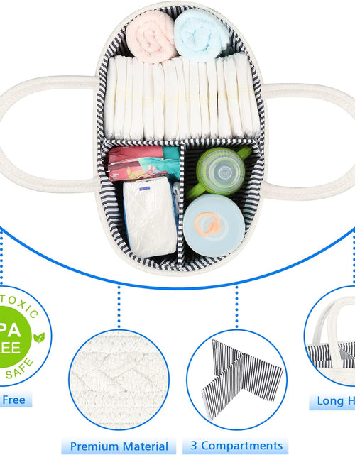 Load image into Gallery viewer, Baby Diaper Caddy Organizer, Boho Rope Nursery Storage Baby Basket Bin Gift Bags for Boys Girls, Portable Caddy Organizer for Changing Table Car, Ideal Gift Baby Shower Basket (White)
