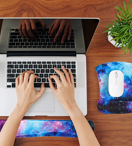 Keyboard Wrist Rest Pad and Mouse Wrist Rest Support Mouse Pad Set,Durable & Comfortable & Lightweight for Easy Typing & Pain Relief-Ergonomic Support (Galaxy)